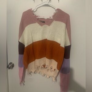 Women’s v-neck fringed sweater